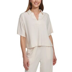 DKNY Sport Women's Solid Johnny Collar‎ Split-Neck Top Small NWT